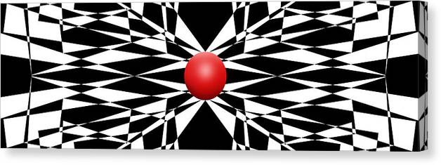 Abstract Canvas Print featuring the digital art Red Ball 16 Panoramic by Mike McGlothlen