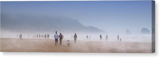 Beachcombers On Cannon Beach Canvas Print featuring the photograph Beachcombers on Cannon Beach by David Patterson