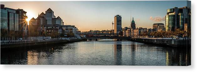 Architecture Canvas Print featuring the photograph Cityscape at sunset - Dublin, Ireland - Cityscape photography by Giuseppe Milo