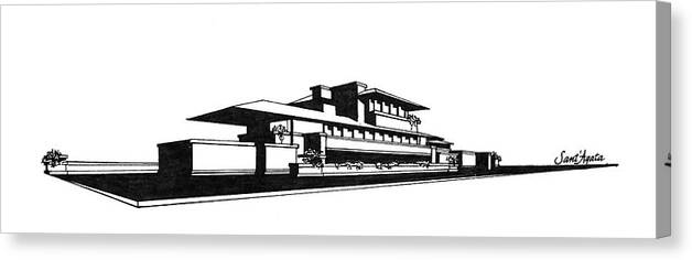 Frank Canvas Print featuring the drawing Frank Lloyd Wright's Robie House by Frank SantAgata