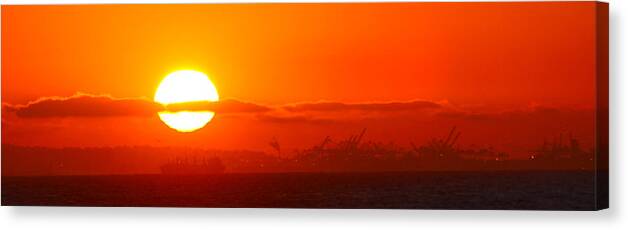 Sunset Canvas Print featuring the photograph Huntington beach Sunset by Habib Ayat