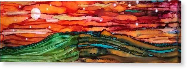 Alcohol Ink Prints Canvas Print featuring the painting East Meets West by Betsy Carlson Cross