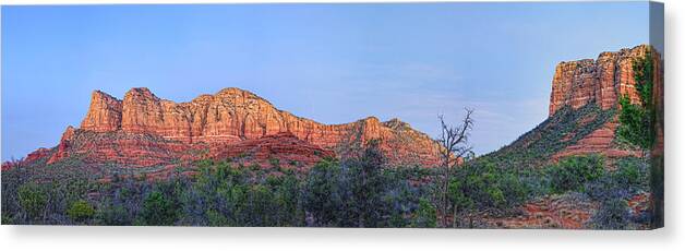 Red Rocks. Sedona Landscape Canvas Print featuring the photograph Sedona Panoramic - Highway 179 by Bob Coates