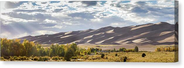 Colorado Canvas Print featuring the photograph The Great Sand Dunes Triptych - Part 1 by Tim Stanley