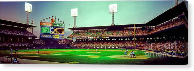 Comiskey Canvas Print featuring the photograph Comiskey Park third and home by Tom Jelen