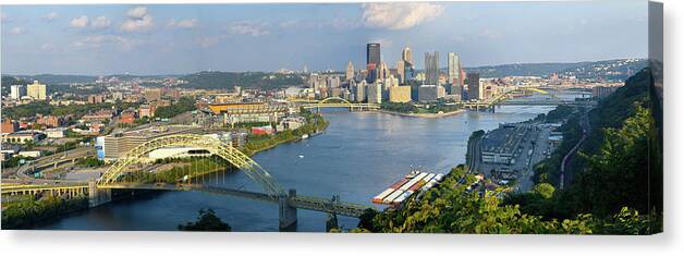 Pittsburgh_panorama1 Canvas Print featuring the photograph Pittsburgh_panorama1 by Robert Michaud