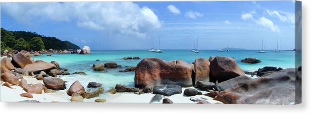 Tranquility Canvas Print featuring the photograph Seychelles, Anse Lazio Beach Praslin by © Marie-ange Ostré