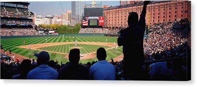 Photography Canvas Print featuring the photograph Camden Yards Baseball Game Baltimore #1 by Panoramic Images