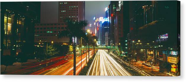 Photography Canvas Print featuring the photograph Traffic On The Road, Hong Kong, China #1 by Panoramic Images