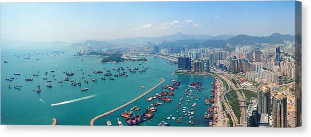 Hong Kong Canvas Print featuring the photograph Hong Kong aerial #3 by Songquan Deng
