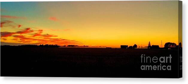Corn Canvas Print featuring the photograph Corn Harvest at Sunset by Patti Smith
