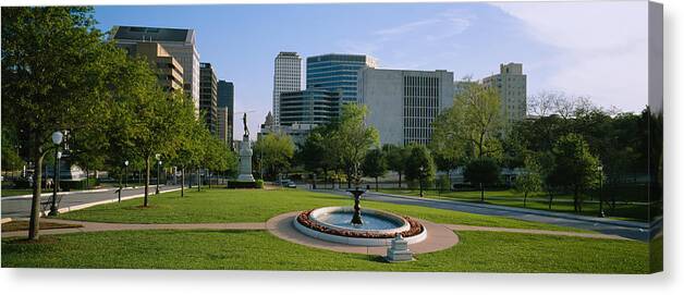 Photography Canvas Print featuring the photograph Fountain In A Park, Austin, Texas, Usa by Panoramic Images
