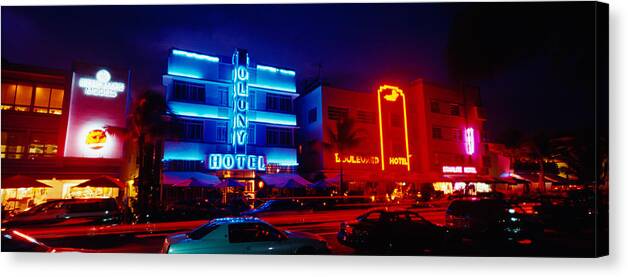Photography Canvas Print featuring the photograph Low Angle View Of A Hotel Lit Up At by Panoramic Images
