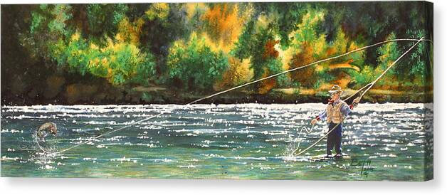 Fish Canvas Print featuring the painting River runs thru. by Beth Gramith
