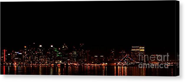 San Diego Canvas Print featuring the photograph San Diego Night Skyline by Tommy Anderson