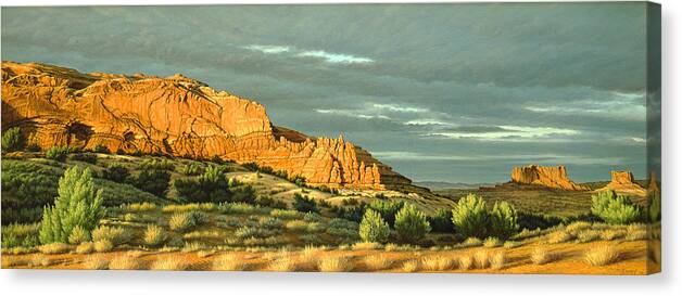 Landscape Canvas Print featuring the painting West of Moab by Paul Krapf