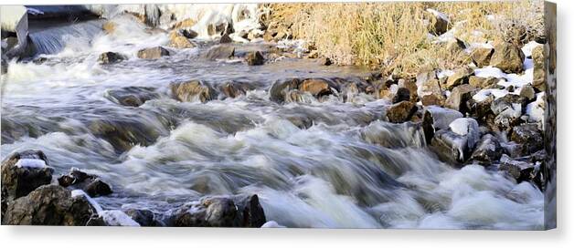 Water Canvas Print featuring the photograph Winter Rapids by Bonfire Photography