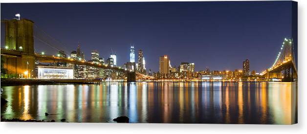Nyc Photographs Canvas Print featuring the photograph Brooklyn Bridge - REFLECTIONS by Shane Psaltis