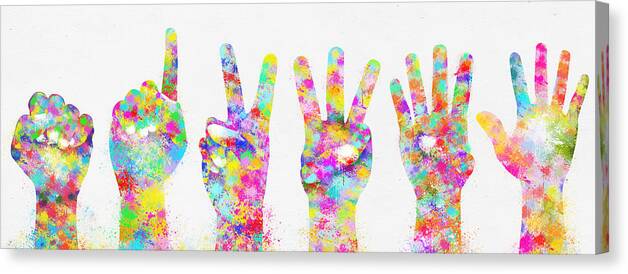 Arm Canvas Print featuring the painting Colorful Painting Of Hands Number 0-5 by Setsiri Silapasuwanchai