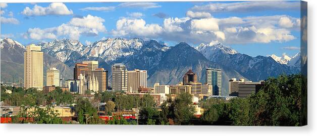 Salt Lake City Canvas Print featuring the photograph Salt Lake City Utah Skyline #1 by Douglas Pulsipher