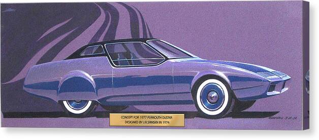 Car Concepts Canvas Print featuring the drawing 1974 DUSTER Plymouth styling design concept sketch by John Samsen