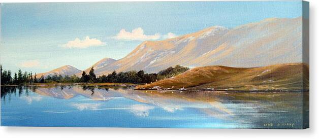 Reflections Art Ireland Painting Canvas Print featuring the painting Inagh Valley Reflections #3 by Cathal O malley