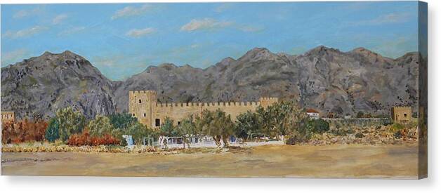 Frangokastello Canvas Print featuring the painting Frangokastello castle - Southern Crete by David Capon
