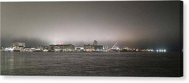 Night Canvas Print featuring the photograph Night View Ocean City Downtown Skyline by Robert Banach