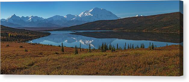 Alaska Canvas Print featuring the photograph Panorama of Wonder Lake in Denali National Park by Brenda Jacobs