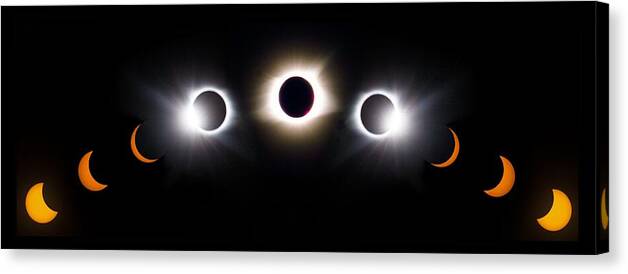 08 21 2017 Canvas Print featuring the photograph Panorama Total Eclipse T Shirt Art Phases by Debra and Dave Vanderlaan