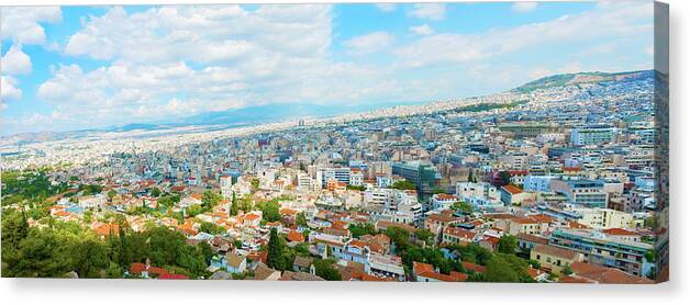 Athens Canvas Print featuring the photograph Panoramic view at Athens Greece by Marek Poplawski