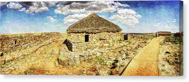 Roman Canvas Print featuring the photograph Roman and Celtic houses in Numantia by Weston Westmoreland