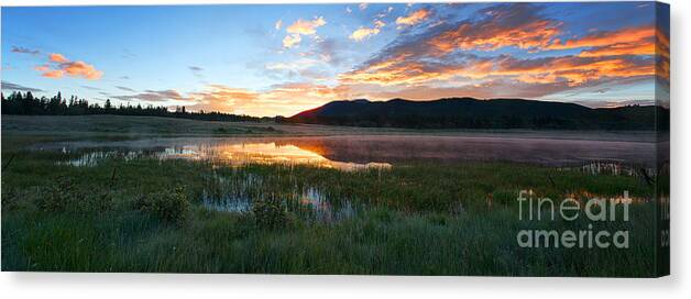 Mountain Sunrise Canvas Print featuring the photograph There's a Song in the Air by Jim Garrison