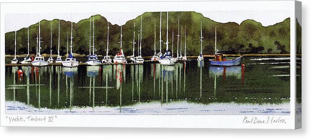 Yachts Canvas Print featuring the painting Yachts Tarbert iii by Paul Dene Marlor