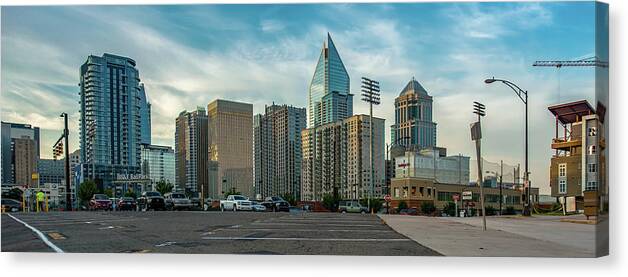 City Canvas Print featuring the photograph Morning Sunrise Over Charlotte North Carolina #3 by Alex Grichenko