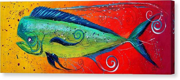 Fish Canvas Print featuring the painting Abstract Mahi Mahi by J Vincent Scarpace