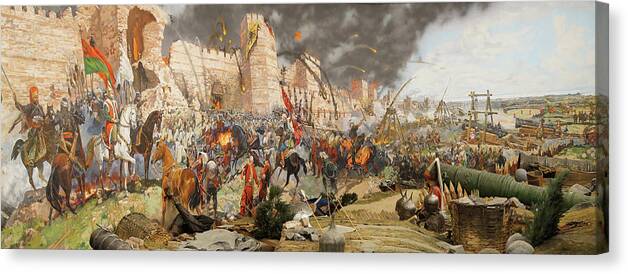 Assault Canvas Print featuring the photograph Final assault and the fall of Constantinople in 1453 by Steve Estvanik