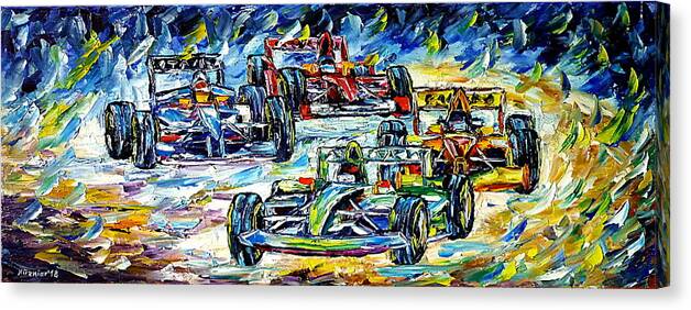 Formula One Canvas Print featuring the painting Formula 1 by Mirek Kuzniar