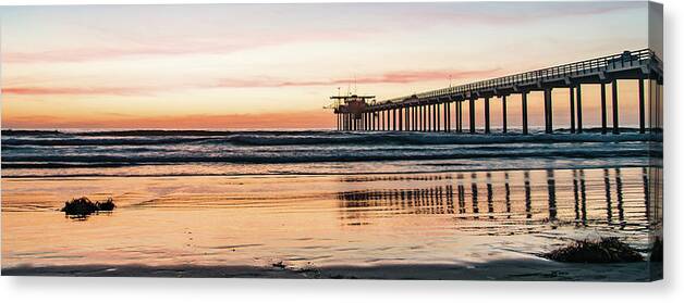 Scripps Pier Canvas Print featuring the photograph Scrips Pier, Golden Hour by Local Snaps Photography