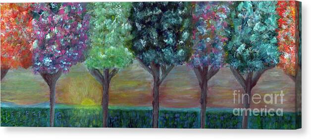 Trees Canvas Print featuring the photograph Colorful Trees and Sunset by Carol Eliassen