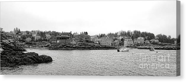 Monhegan Canvas Print featuring the photograph Monhegan Island Harbor Panorama by Olivier Le Queinec