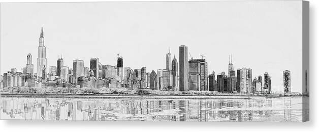 Chicago Panorama Canvas Print featuring the digital art Chicago Panorama by Dejan Jovanovic