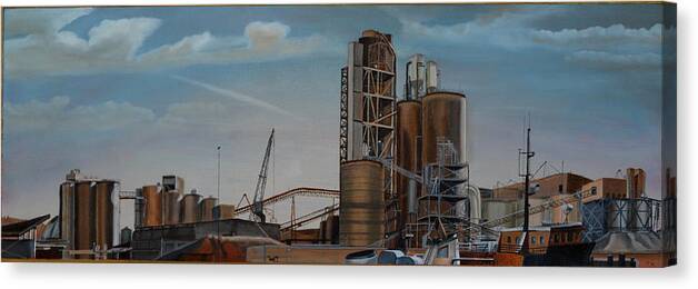 Industrial Landscape Canvas Print featuring the painting Port of Seattle #2 by Thu Nguyen