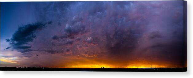 Nebraskasc Canvas Print featuring the photograph Incredible Nebraska Thunderset #1 by NebraskaSC