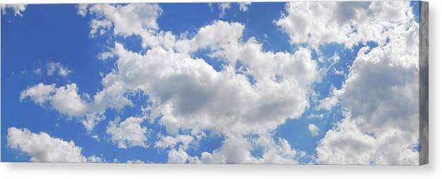 Panoramic Canvas Print featuring the digital art Blue Sky With Cumulus Clouds, Artwork #4 by Leonello Calvetti