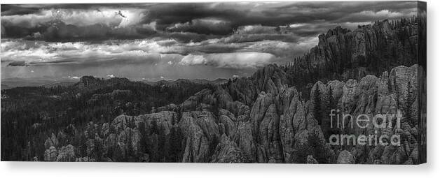 Nature Canvas Print featuring the photograph An Incoming Storm Over The Black Hills Of South Dakota by Steve Triplett