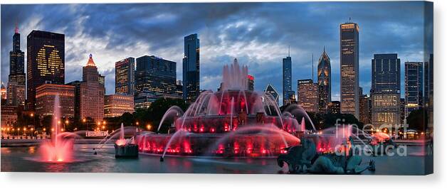 Chicago Canvas Print featuring the photograph Chicago Blackhawks Skyline by Jeff Lewis