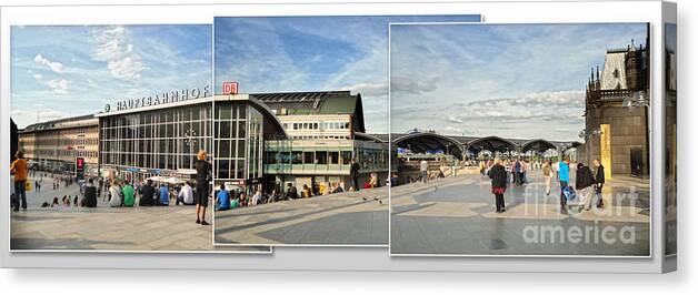 Cologne Canvas Print featuring the photograph Cologne Central Train Station - Koln Hauptbahnhof - 01 by Gregory Dyer