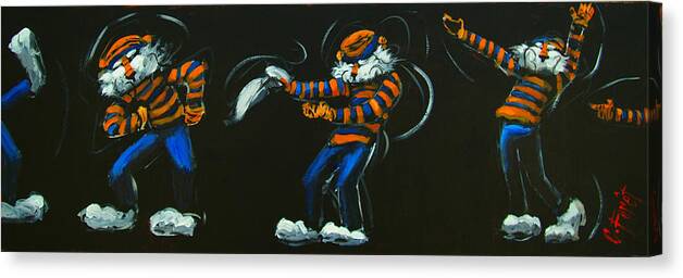 Auburn Canvas Print featuring the painting Dancing Aubie by Carole Foret