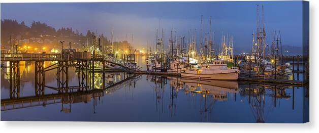 Sky Canvas Print featuring the photograph Early Morning Harbor by Jon Glaser